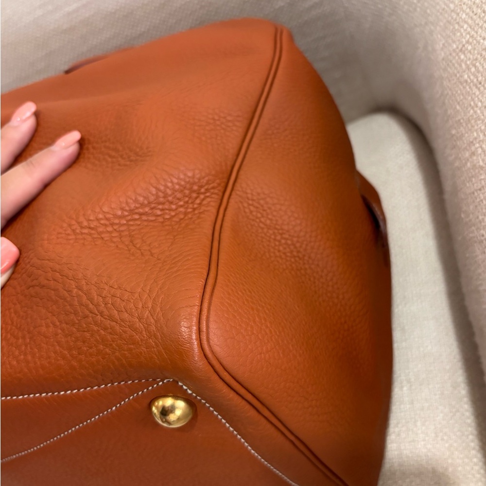 Authentic HERMES Victoria 43 clemence gold brown leather duffle bag unisex - Picture 6 of 16